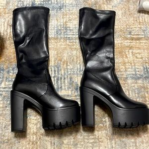 Tall black platform heels